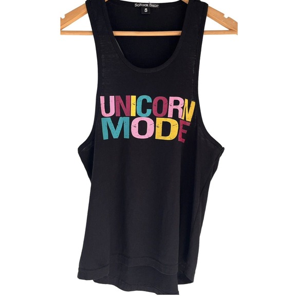 SoRock Women’s Unicorn Mode Tri Blend Tank Top Gym Shirt Black SZ S - Picture 4 of 10